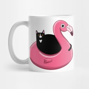 Kitty on a Flamingo Floatie Mug